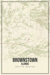 Retro US city map of Brownstown, Illinois. Vintage street map.