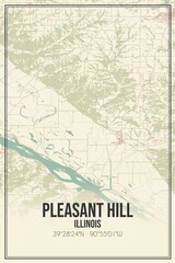 Retro US city map of Pleasant Hill, Illinois. Vintage street map.
