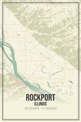 Retro US city map of Rockport, Illinois. Vintage street map.