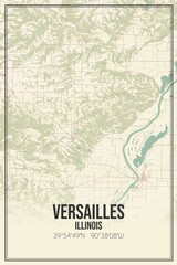 Retro US city map of Versailles, Illinois. Vintage street map.