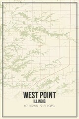 Retro US city map of West Point, Illinois. Vintage street map.