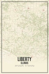 Retro US city map of Liberty, Illinois. Vintage street map.