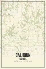 Retro US city map of Calhoun, Illinois. Vintage street map.