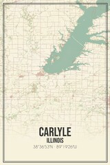 Fototapeta premium Retro US city map of Carlyle, Illinois. Vintage street map.
