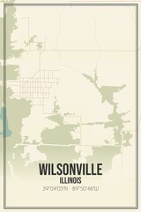 Retro US city map of Wilsonville, Illinois. Vintage street map.