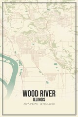 Retro US city map of Wood River, Illinois. Vintage street map.