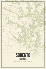 Retro US city map of Sorento, Illinois. Vintage street map.