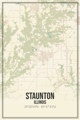 Retro US city map of Staunton, Illinois. Vintage street map.