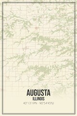 Retro US city map of Augusta, Illinois. Vintage street map.