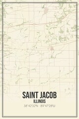 Retro US city map of Saint Jacob, Illinois. Vintage street map.