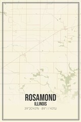 Retro US city map of Rosamond, Illinois. Vintage street map.