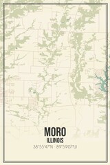 Retro US city map of Moro, Illinois. Vintage street map.