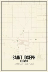 Retro US city map of Saint Joseph, Illinois. Vintage street map.