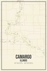 Retro US city map of Camargo, Illinois. Vintage street map.