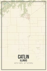 Retro US city map of Catlin, Illinois. Vintage street map.
