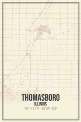 Retro US city map of Thomasboro, Illinois. Vintage street map.