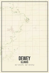 Retro US city map of Dewey, Illinois. Vintage street map.