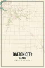Retro US city map of Dalton City, Illinois. Vintage street map.