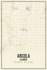 Retro US city map of Arcola, Illinois. Vintage street map.