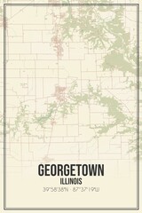Fototapeta na wymiar Retro US city map of Georgetown, Illinois. Vintage street map.
