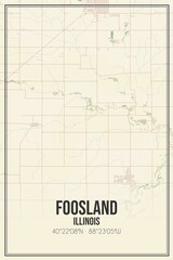 Retro US city map of Foosland, Illinois. Vintage street map.