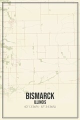 Retro US city map of Bismarck, Illinois. Vintage street map.