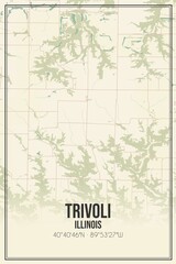 Retro US city map of Trivoli, Illinois. Vintage street map.