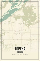 Fototapeta premium Retro US city map of Topeka, Illinois. Vintage street map.
