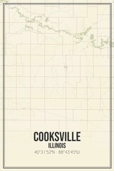 Retro US city map of Cooksville, Illinois. Vintage street map.