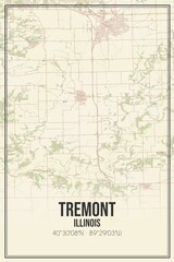 Retro US city map of Tremont, Illinois. Vintage street map.