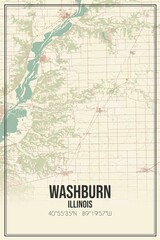 Retro US city map of Washburn, Illinois. Vintage street map.