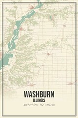 Fototapeta premium Retro US city map of Washburn, Illinois. Vintage street map.