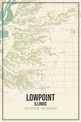 Fototapeta premium Retro US city map of Lowpoint, Illinois. Vintage street map.