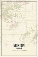 Retro US city map of Morton, Illinois. Vintage street map.