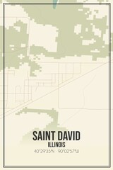 Retro US city map of Saint David, Illinois. Vintage street map.