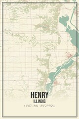 Retro US city map of Henry, Illinois. Vintage street map.