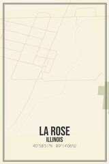 Retro US city map of La Rose, Illinois. Vintage street map.