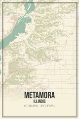 Retro US city map of Metamora, Illinois. Vintage street map.