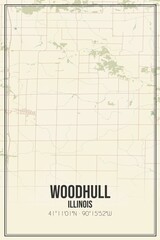 Retro US city map of Woodhull, Illinois. Vintage street map.