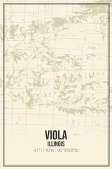 Retro US city map of Viola, Illinois. Vintage street map.
