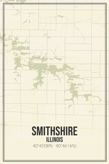 Retro US city map of Smithshire, Illinois. Vintage street map.