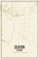 Retro US city map of Seaton, Illinois. Vintage street map.