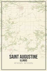 Retro US city map of Saint Augustine, Illinois. Vintage street map.
