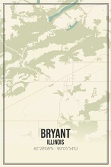 Retro US city map of Bryant, Illinois. Vintage street map.