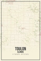 Retro US city map of Toulon, Illinois. Vintage street map.