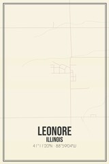 Retro US city map of Leonore, Illinois. Vintage street map.
