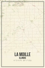 Retro US city map of La Moille, Illinois. Vintage street map.