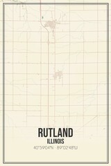 Retro US city map of Rutland, Illinois. Vintage street map.