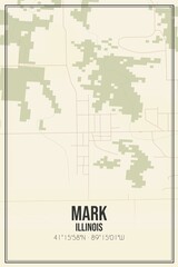 Retro US city map of Mark, Illinois. Vintage street map.