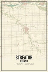 Retro US city map of Streator, Illinois. Vintage street map.